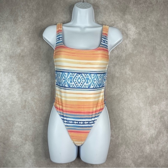 Kenny Flowers The Palmilla Stripe One Piece Open Side Swimsuit Size S NWT - Picture 2 of 10